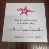Voucher podarunkowy na zabiegi  Podarowany przez właścicieli salonu „Diva Glamour” z Łęcznej  - Joannę i Artura Gajos